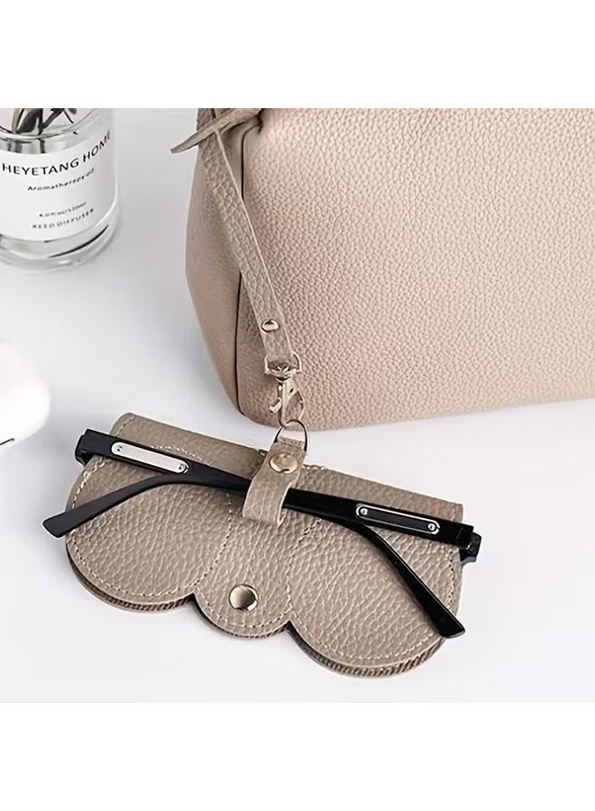 حامل نظارات السفر - حافظة نظارات شمسية من جلد البولي يوريثان مع خطاف وحزام لسهولة الحمل (رمادي فاتح) - Image 2