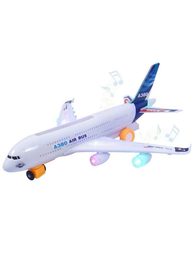 Toyshine Airplane Toys for Kids, Bump and Go Action, Toddler Toy Plane with LED Flashing Lights and Sounds for Boys & Girls 3-12 Years Old (A380)- Mix Design - Image 1