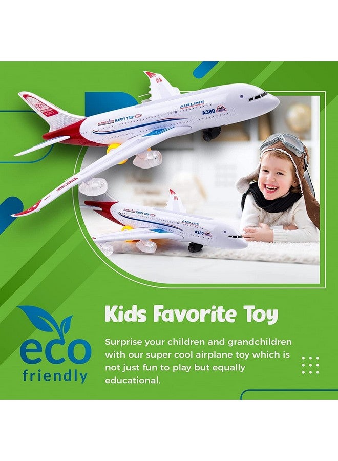 Toyshine Airplane Toys for Kids, Bump and Go Action, Toddler Toy Plane with LED Flashing Lights and Sounds for Boys & Girls 3-12 Years Old (A380)- Mix Design - Image 4