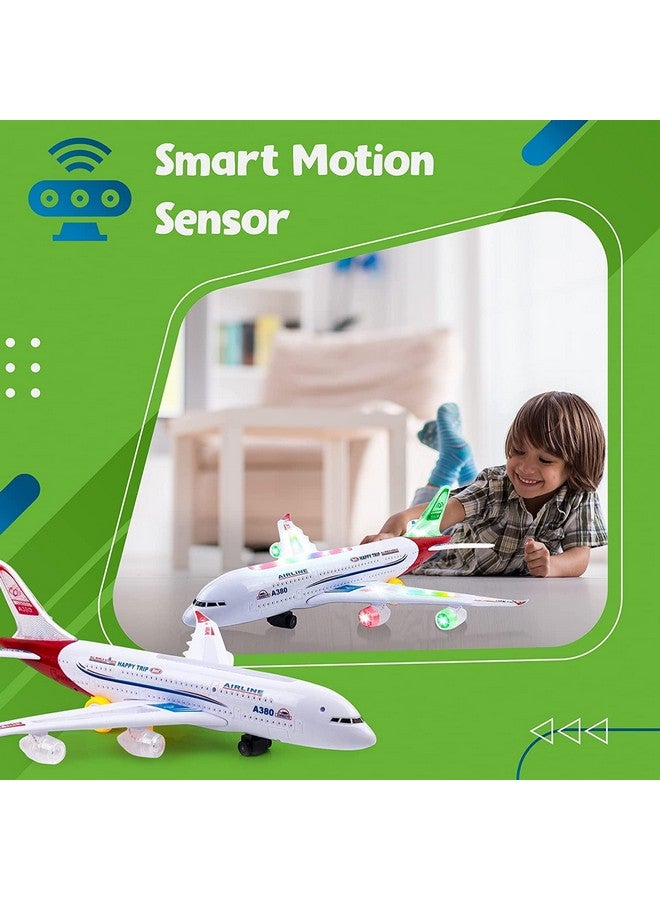 Toyshine Airplane Toys for Kids, Bump and Go Action, Toddler Toy Plane with LED Flashing Lights and Sounds for Boys & Girls 3-12 Years Old (A380)- Mix Design - Image 3