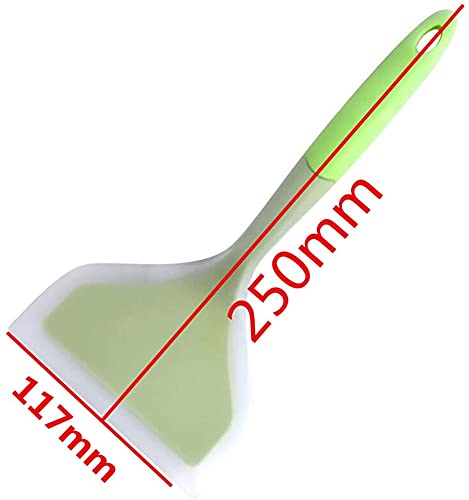 LUOYIMAO LUOYIMAO Silicone Pancakes Shovel Wide Spatula Turner Nonstick Fried Shovel Fish Spatula Silicone Wide Flexible Turner for Nonstick Cookware Egg Cookie Omelette 2Pieces (Green+Orange)  - Image 2