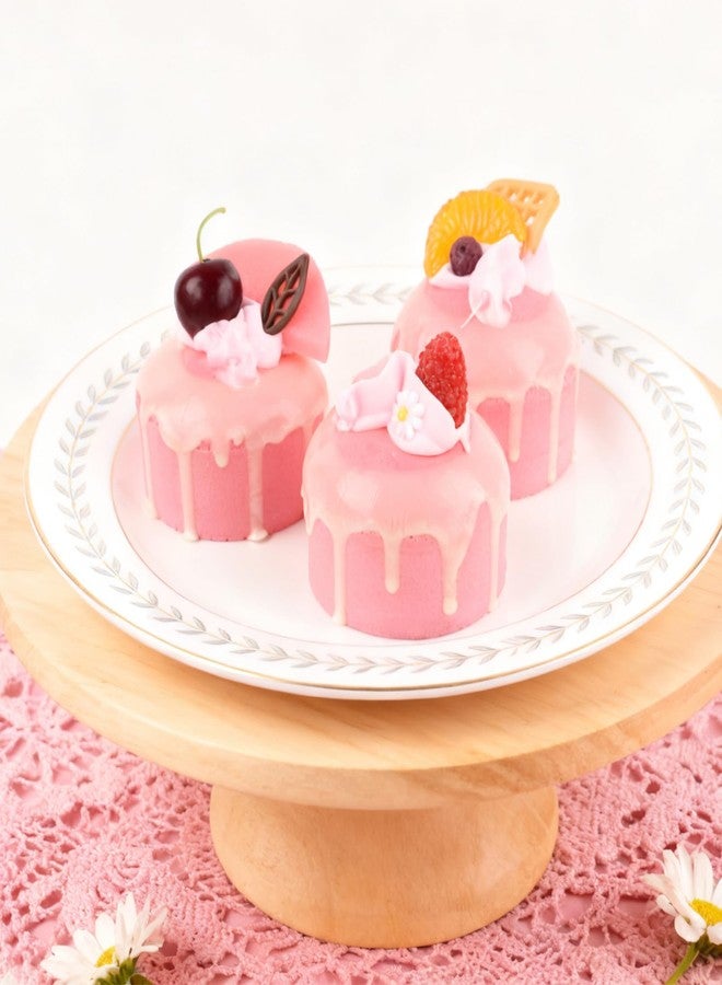 Luckforest Artificial Cupcake, 6 Pcs Pink Mixed Fake Simulation Realistic Cupcake with Fruit Dessert Model for Home Kitchen Bakery Shop Display Photography Props - Image 3