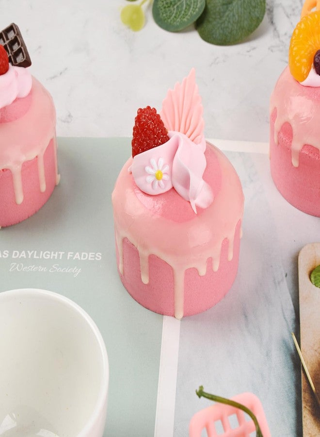 Luckforest Artificial Cupcake, 6 Pcs Pink Mixed Fake Simulation Realistic Cupcake with Fruit Dessert Model for Home Kitchen Bakery Shop Display Photography Props - Image 4
