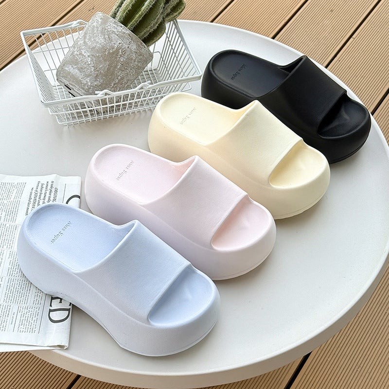 Eva Slippers Outer Wear Women'S Summer Non-Slip Thick Bottom Height-Increasing Slides Shit-Stepping Feeling Casual Simple All-Match Sandals And Slippers - Image 2
