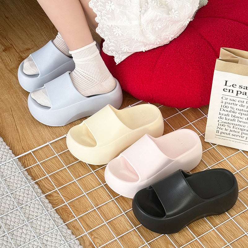 Eva Slippers Outer Wear Women'S Summer Non-Slip Thick Bottom Height-Increasing Slides Shit-Stepping Feeling Casual Simple All-Match Sandals And Slippers - Image 4
