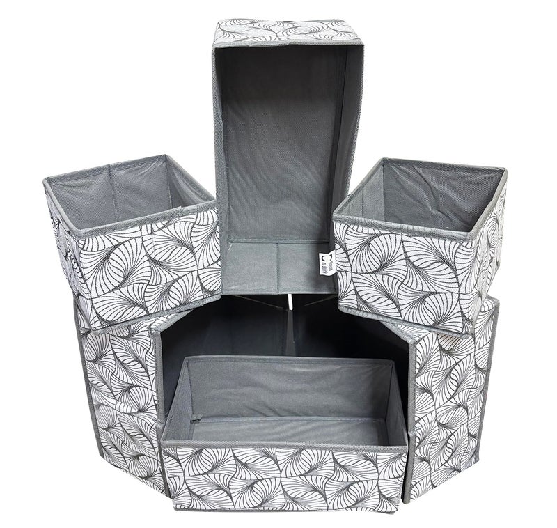 House of Quirk Cardboard Foldable Cloth Storage Box Closet Dresser Drawer Organizer Cube Basket Bins Containers Divider with Drawers for Bras, Socks, Ties, Scarves, Set of 6 (Grey Mystery), Utensils - Image 1