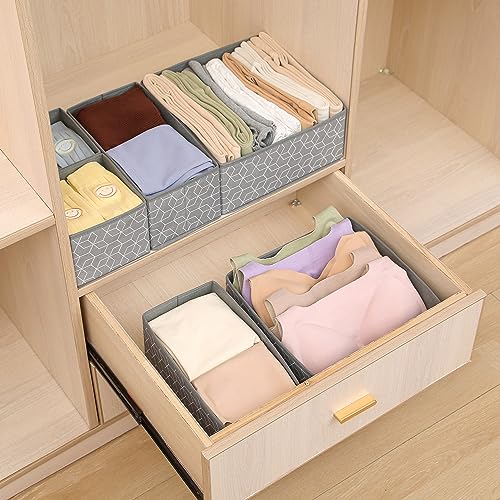 House of Quirk Cardboard Foldable Cloth Storage Box Closet Dresser Drawer Organizer Cube Basket Bins Containers Divider with Drawers for Bras, Socks, Ties, Scarves, Set of 6 (Grey Mystery), Utensils - Image 4