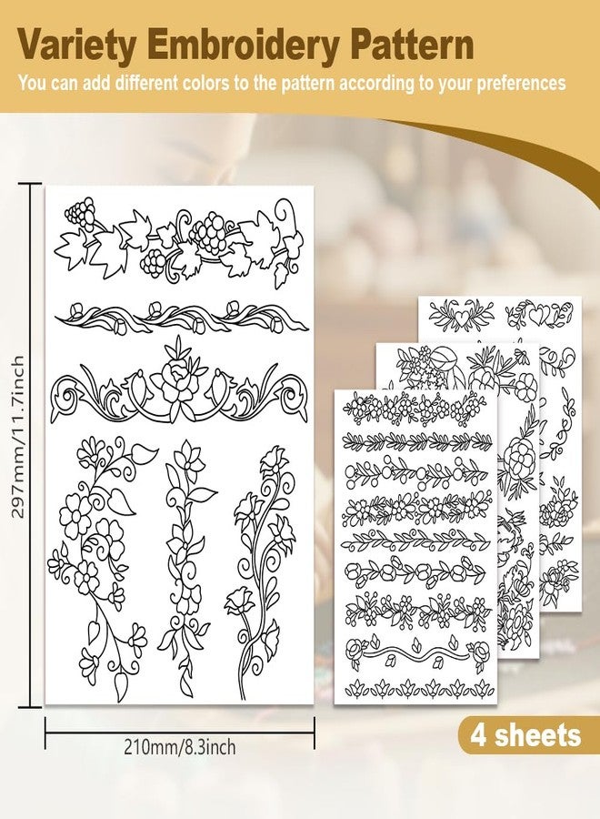 DOODLREAM 35Pcs Plant Vine Lace Trimming 4 Sheets Water Soluble Embroidery Pattern Stabilizers, Stick and Stitch Embroidery Paper - Image 2