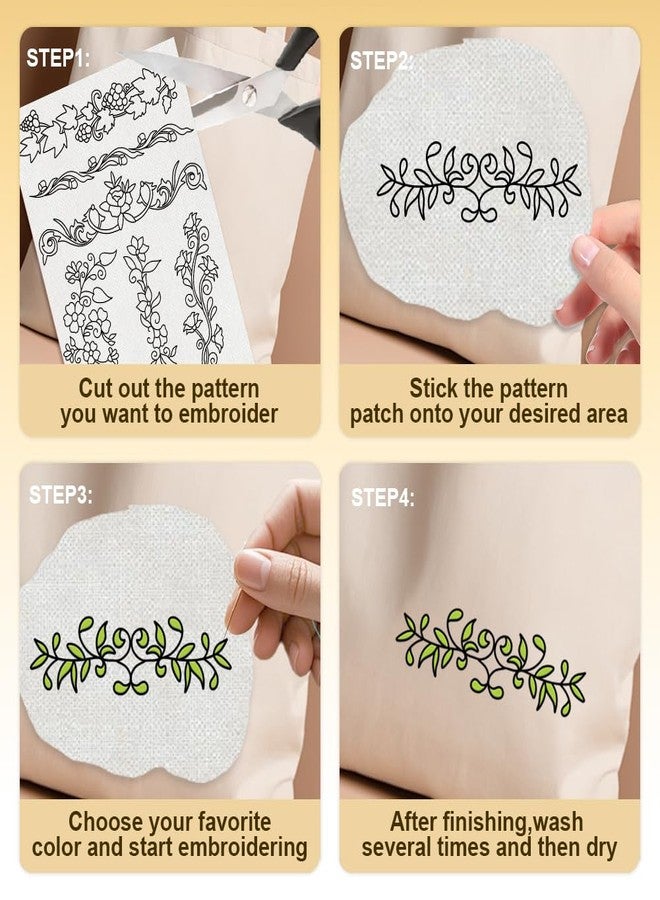DOODLREAM 35Pcs Plant Vine Lace Trimming 4 Sheets Water Soluble Embroidery Pattern Stabilizers, Stick and Stitch Embroidery Paper - Image 4
