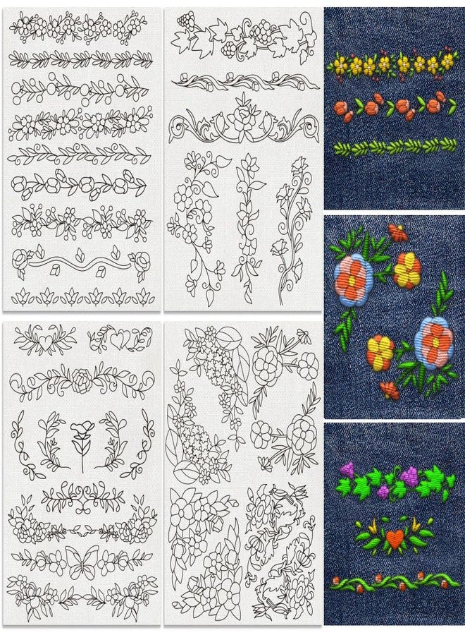 DOODLREAM 35Pcs Plant Vine Lace Trimming 4 Sheets Water Soluble Embroidery Pattern Stabilizers, Stick and Stitch Embroidery Paper - Image 1