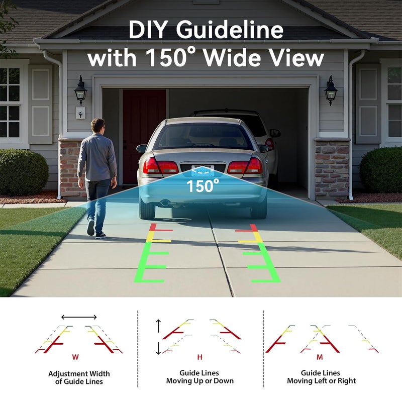FEISIKE Backup Camera, 1080P IR Night Vision with Monitor, Easy Setup Plug-Play Rear View Camera, 150 Degrees Wide Angle, IP68 Waterproof, 4.3" Display for Car Truck SUV - Image 4