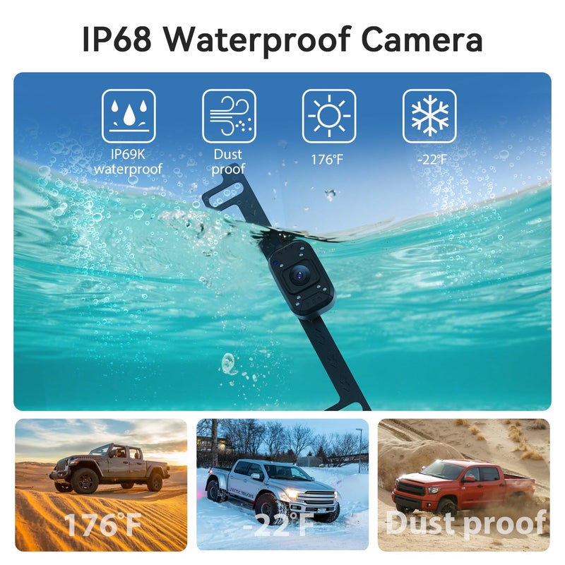 FEISIKE Backup Camera, 1080P IR Night Vision with Monitor, Easy Setup Plug-Play Rear View Camera, 150 Degrees Wide Angle, IP68 Waterproof, 4.3" Display for Car Truck SUV - Image 5