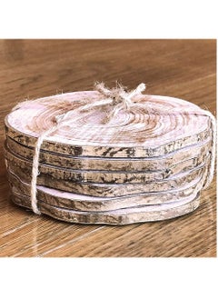 LINGWEI Wooden Coaster Natural Pine Wood Tea Coffee Coaster 6 Pcs Set Rustic Wood Non Slip Cup Mats  - Image 1