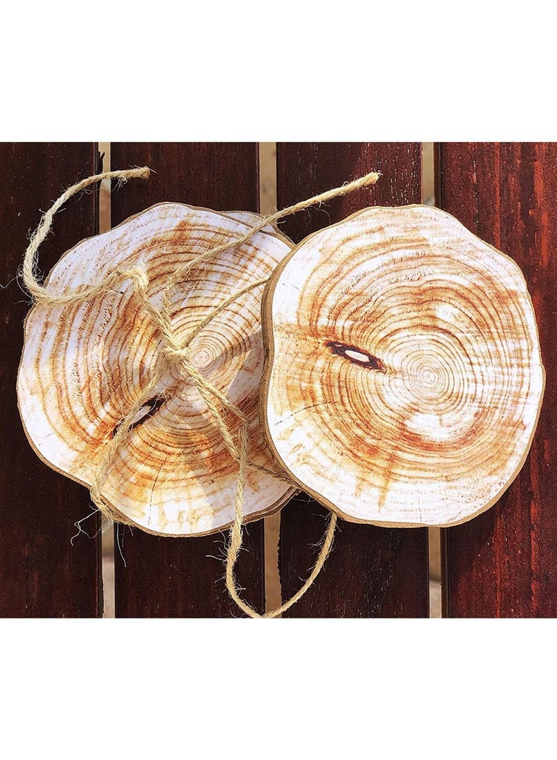 LINGWEI Wooden Coaster Natural Pine Wood Tea Coffee Coaster 6 Pcs Set Rustic Wood Non Slip Cup Mats  - Image 2