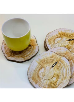 LINGWEI Wooden Coaster Natural Pine Wood Tea Coffee Coaster 6 Pcs Set Rustic Wood Non Slip Cup Mats  - Image 3