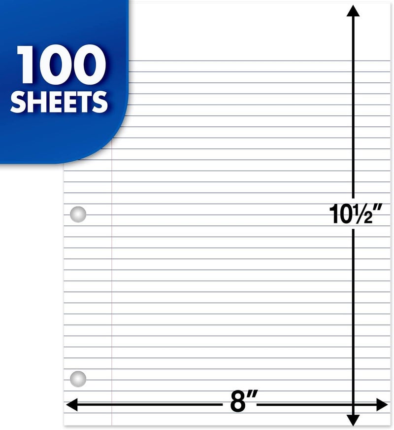 Mead Loose Leaf Paper, 3 Pack, Notebook Paper, College Ruled Filler Paper, Reinforced, 8 x 10.5, 100 Sheets per Pack (38037) - Image 3