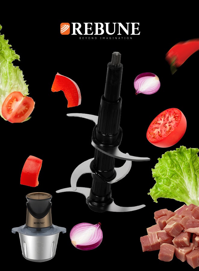 REBUNE Stainless Steel Meat And Vegetable Chopper 3 L 500 W RE-2-167 Gold - Image 4