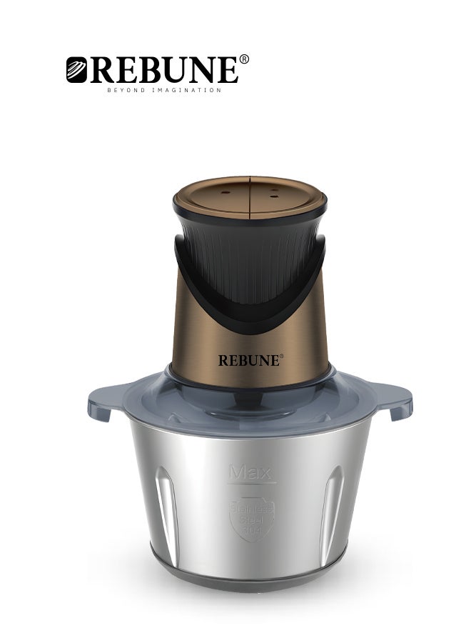 REBUNE Stainless Steel Meat And Vegetable Chopper 3 L 500 W RE-2-167 Gold - Image 2