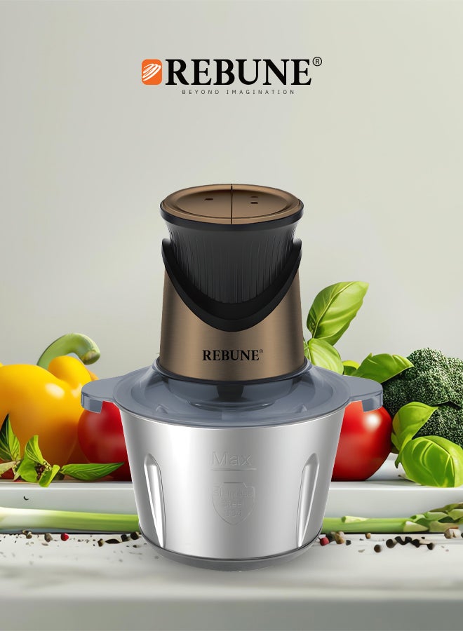 REBUNE Stainless Steel Meat And Vegetable Chopper 3 L 500 W RE-2-167 Gold - Image 3
