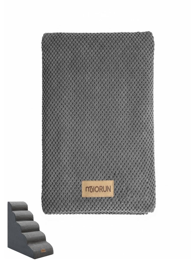 Miorun Cover for Curved Dog Stairs for High Bed Up to 26", 5-Step Dog Ramp for Small Dogs with Washable Cover, Non-Slip Steps for Cats to Get on Couch and Sofa, Durable Foam Ladder for Medium Breeds, Gray - Image 1