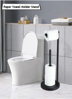 Generic Black Toilet Paper Holder Stand Bathroom Toilet Tissue Paper Roll Storage Free Standing Tissue Roll Holder Industrial Toilet Paper Dispenser for Washroom  - Image 1