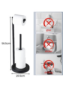 Generic Black Toilet Paper Holder Stand Bathroom Toilet Tissue Paper Roll Storage Free Standing Tissue Roll Holder Industrial Toilet Paper Dispenser for Washroom  - Image 2