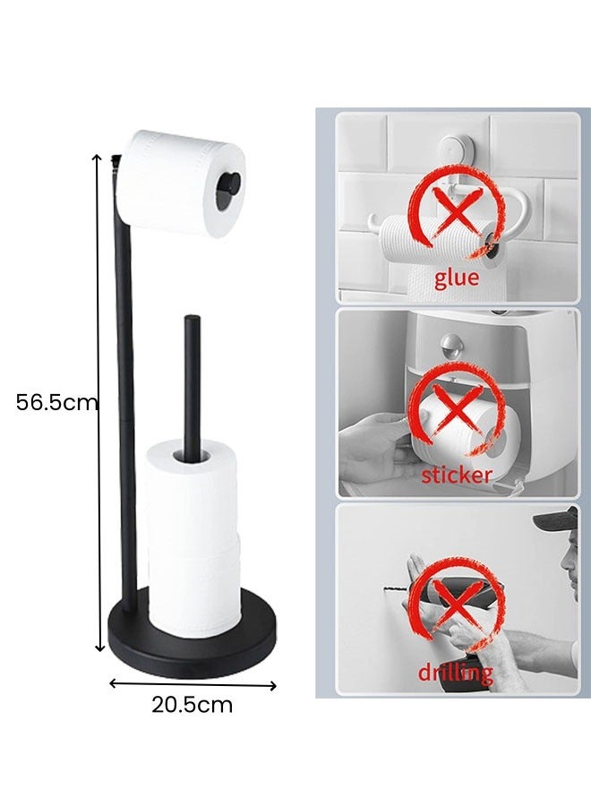 Black Toilet Paper Holder Stand Bathroom Toilet Tissue Paper Roll Storage Free Standing Tissue Roll Holder Industrial Toilet Paper Dispenser for Washroom - Image 2