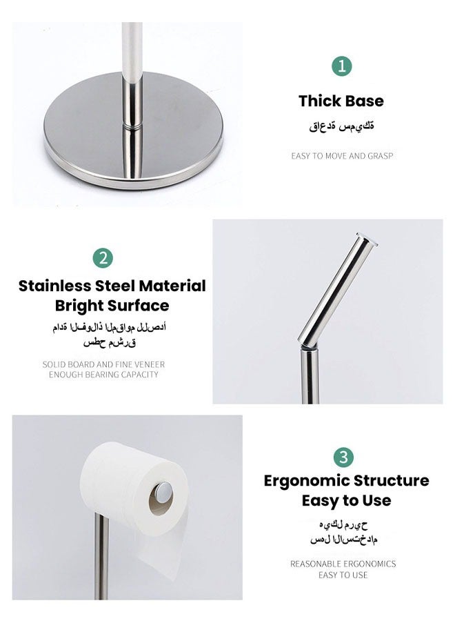 Black Toilet Paper Holder Stand Bathroom Toilet Tissue Paper Roll Storage Free Standing Tissue Roll Holder Industrial Toilet Paper Dispenser for Washroom - Image 4