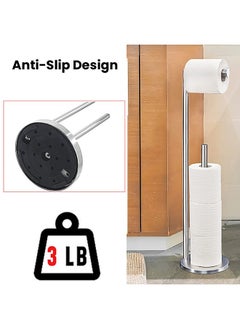 Generic Black Toilet Paper Holder Stand Bathroom Toilet Tissue Paper Roll Storage Free Standing Tissue Roll Holder Industrial Toilet Paper Dispenser for Washroom  - Image 5
