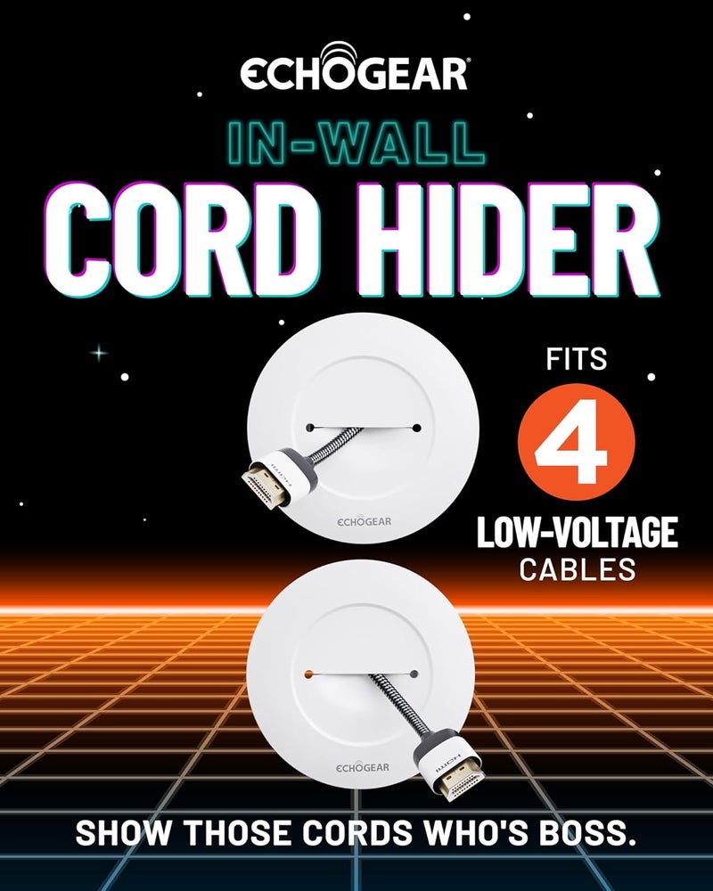 ECHOGEAR TV Cord Hider for Wall Mounted TV - White Cable Management Kit Hides TV Wires Behind The Wall- Includes 2 Pass Throughs, Locking Brackets, and Hole Saw Drill Attachment for Easy Install - Image 2