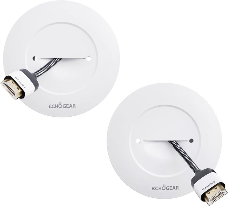 ECHOGEAR TV Cord Hider for Wall Mounted TV - White Cable Management Kit Hides TV Wires Behind The Wall- Includes 2 Pass Throughs, Locking Brackets, and Hole Saw Drill Attachment for Easy Install - Image 1