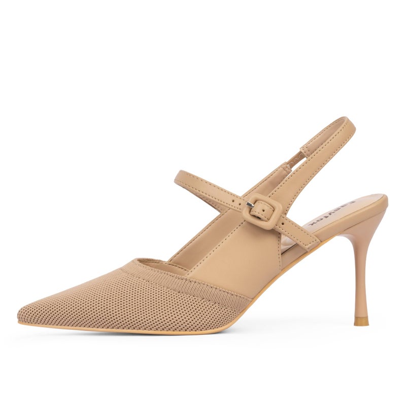 Easyfox Nude Heels for Women Stiletto Heel Slingback Knit Heels Closed Pointed Toe High Heel Womens Nude Pumps Dress Wedding Shoes Size 6 - Image 4