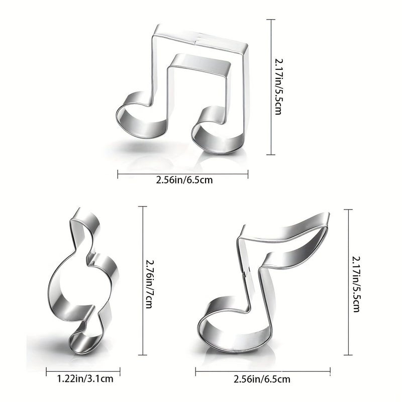 Stainless Steel Treble Clef Cookie Cutter Silvery Cake Mold Three Piece Set - Image 3