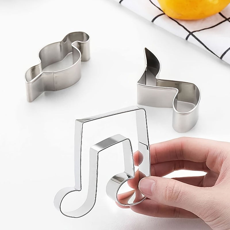 Stainless Steel Treble Clef Cookie Cutter Silvery Cake Mold Three Piece Set - Image 2