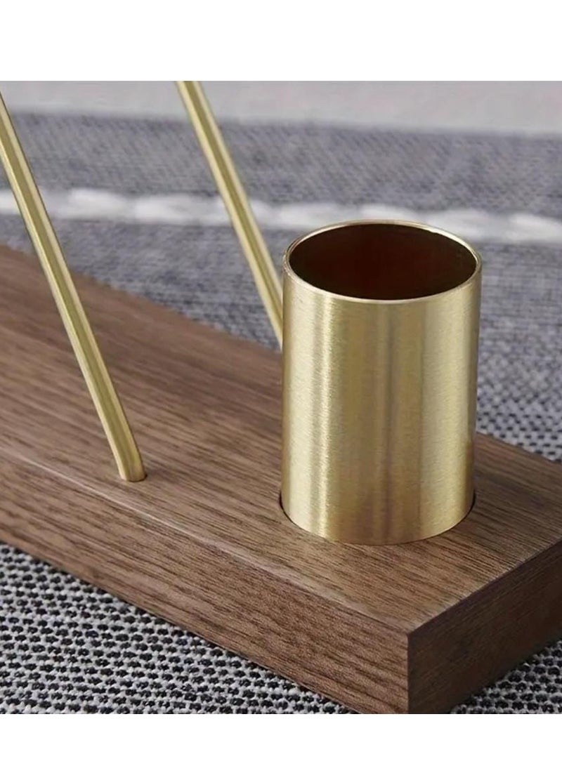 Liying 1Pcs Wooden Napkin Holder with Metal for table, Upright Tabletop Tissue Dispenser for Dining, Kitchen, Restaurant, Picnic, Hotel, Cafe, Bar, Indoor & Outdoor #1 (Gold with Brown)  - Image 3