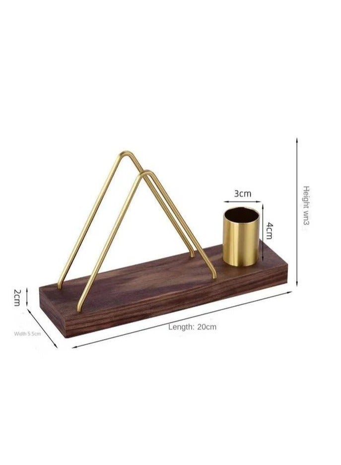 Liying 1Pcs Wooden Napkin Holder with Metal for table, Upright Tabletop Tissue Dispenser for Dining, Kitchen, Restaurant, Picnic, Hotel, Cafe, Bar, Indoor & Outdoor #1 (Gold with Brown)  - Image 2