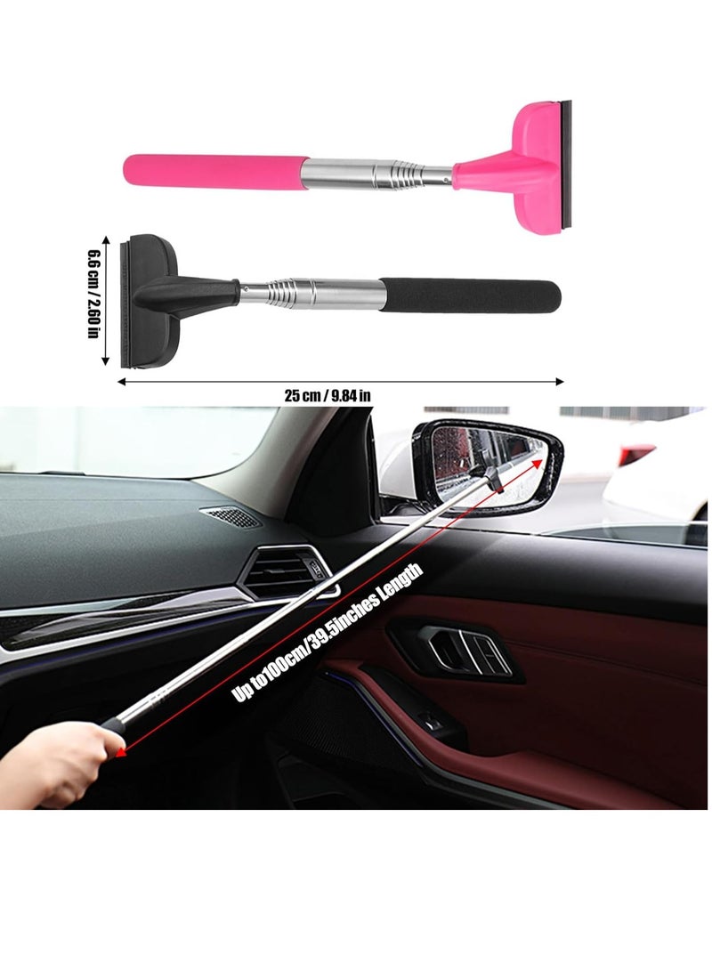 Excefore 2Pcs Car Window Mini Squeegee, Portable Tiny Car Side Mirror Squeegee Retractable Car Windshield Wiper to 39.5 in Windshield Squeegee for Car Windows Universal Car Cleaner Tool Accessories  - Image 2