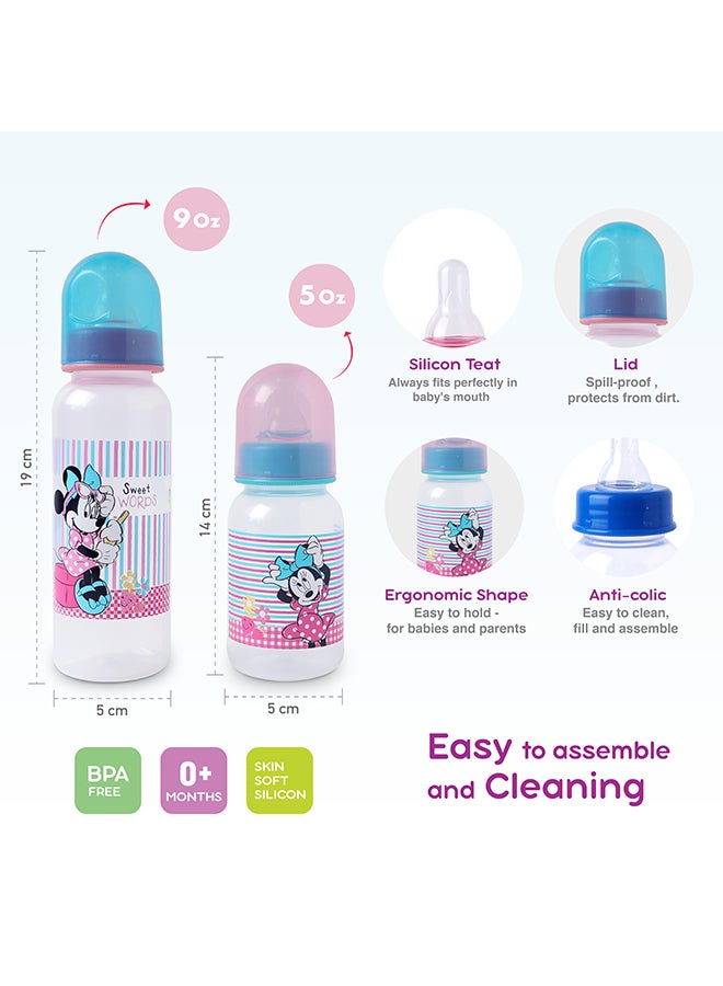 Disney Pack Of 4 Minnie Mouse Printed Feeding Bottle With Accessories Set - Image 2