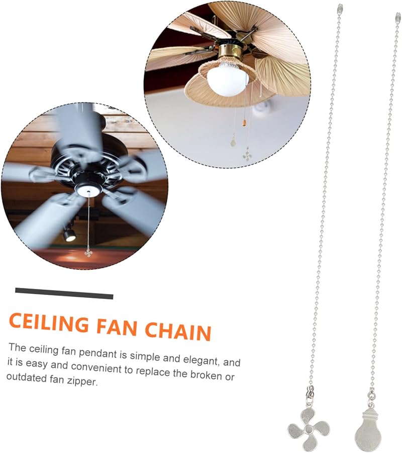 سلاسل سحب مروحة السقف الفضية - Image 4