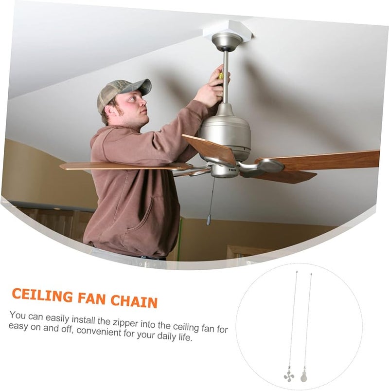 سلاسل سحب مروحة السقف الفضية - Image 3