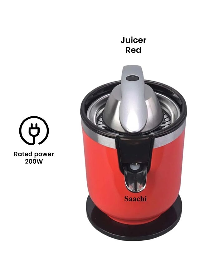 Saachi Citrus Juicer With Stainless Steel Filter 200 W NL-CJ-4072-RD Red - Image 2
