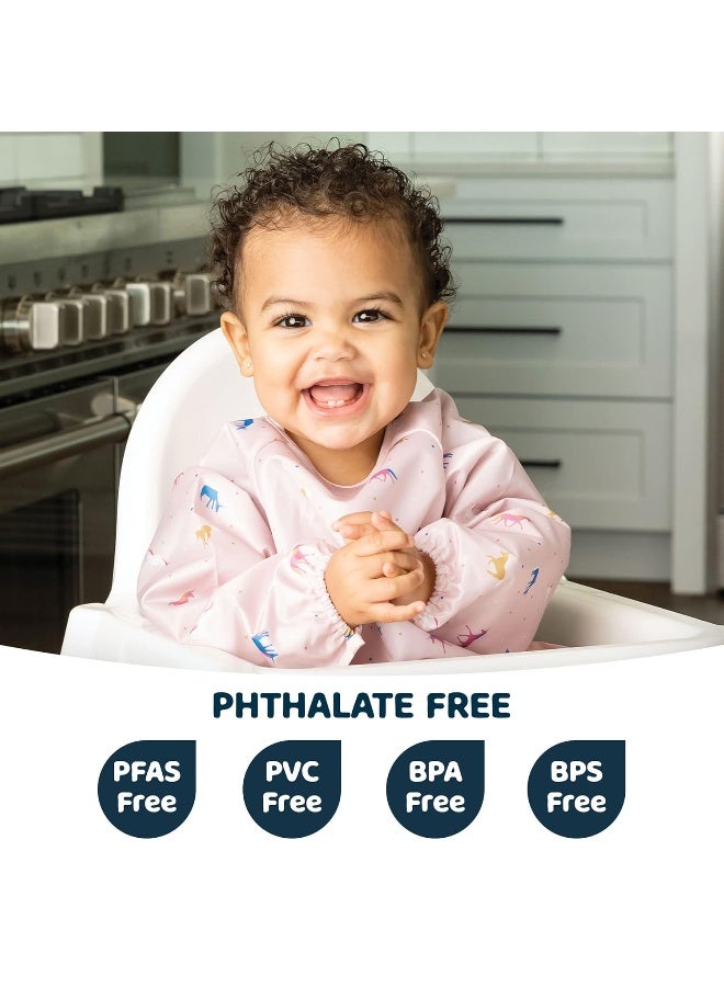 Tiny Twinkle Mess Proof Baby Bib,Waterproof Smock Baby Bib for Eating,Machine Washable Long Sleeve Bib,Baby Led Weaning,Toddler Bib,BLW Supplies(Unicorn Confetti, Small 6-24 Months) - Image 2