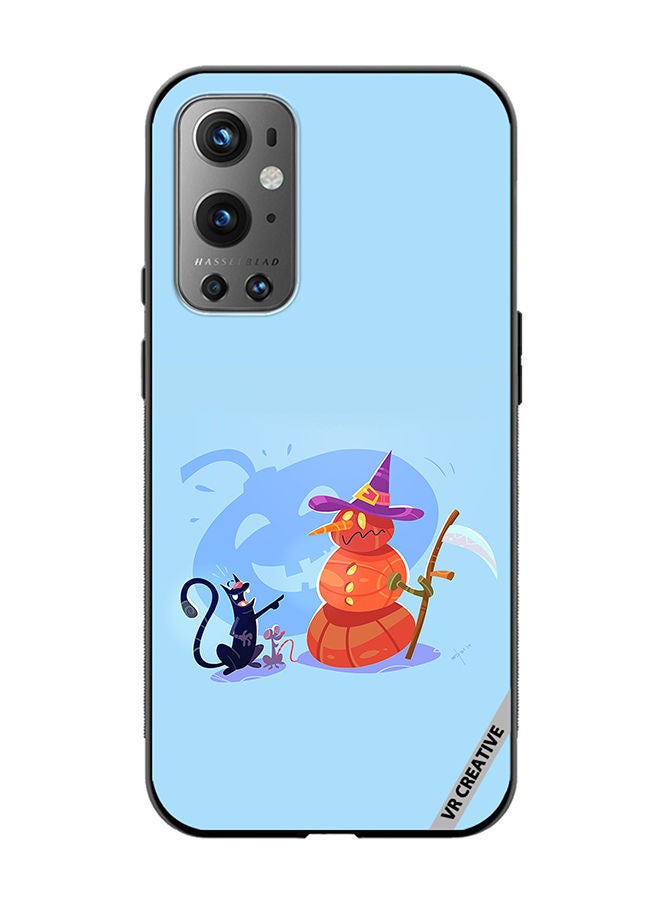 VR CREATIVE Protective Case Cover For OnePlus 9 Pro Halloween Cat Design Multicolour - Image 1