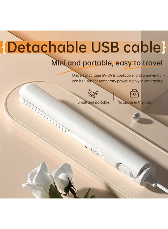 مكواة شعر سوداء تعمل بالطاقة عبر USB، مزدوجة الاستخدام للتمليس والتجعيد، محمولة ومناسبة للسفر - Image 5
