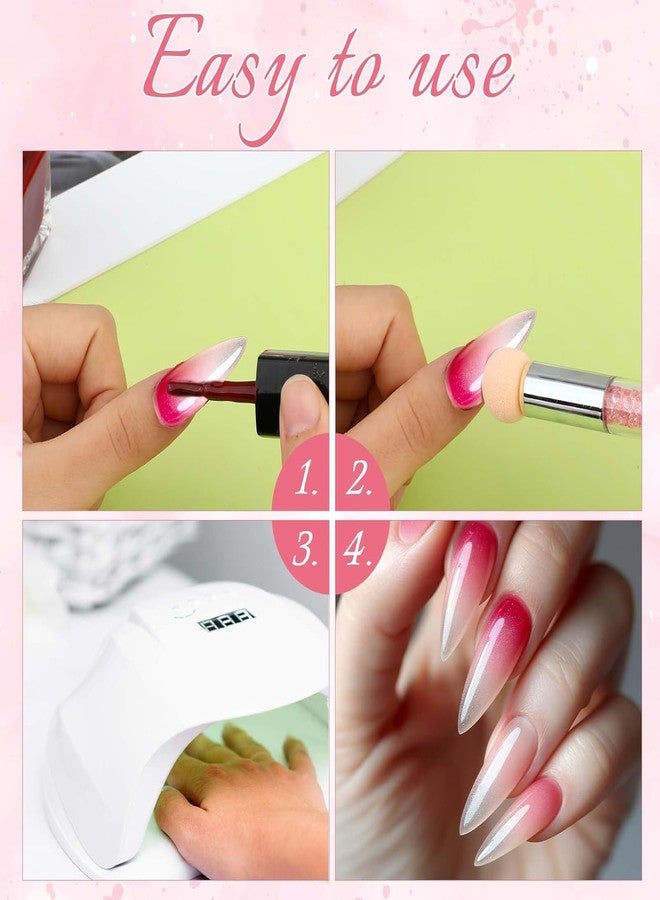 روبي فيس إسفنجات أظافر روبي فيس لتلوين الأظافر بتقنية الأومبري، فرشاة فن الأظافر برأسين بتقنية الأومبري للأظافر الجل، 6 قطع في مجموعة واحدة، قلم إسفنج متدرج الألوان مع رأس إسفنجي بديل لأدوات مانيكير فرنسية منزلية الصنع - Image 3