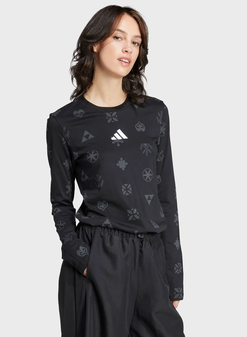 Adidas Bloom Sky Print Long Sleeve Long-Sleeve Top