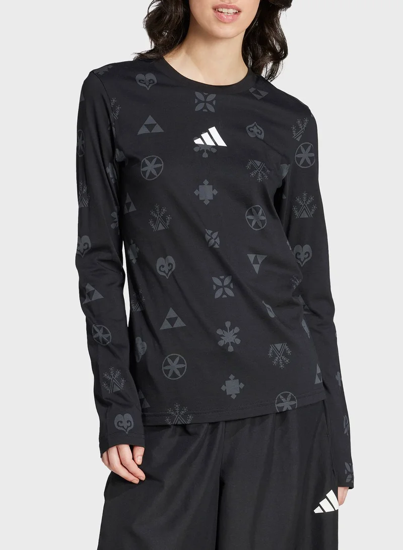 Adidas Bloom Sky Print Long Sleeve Long-Sleeve Top