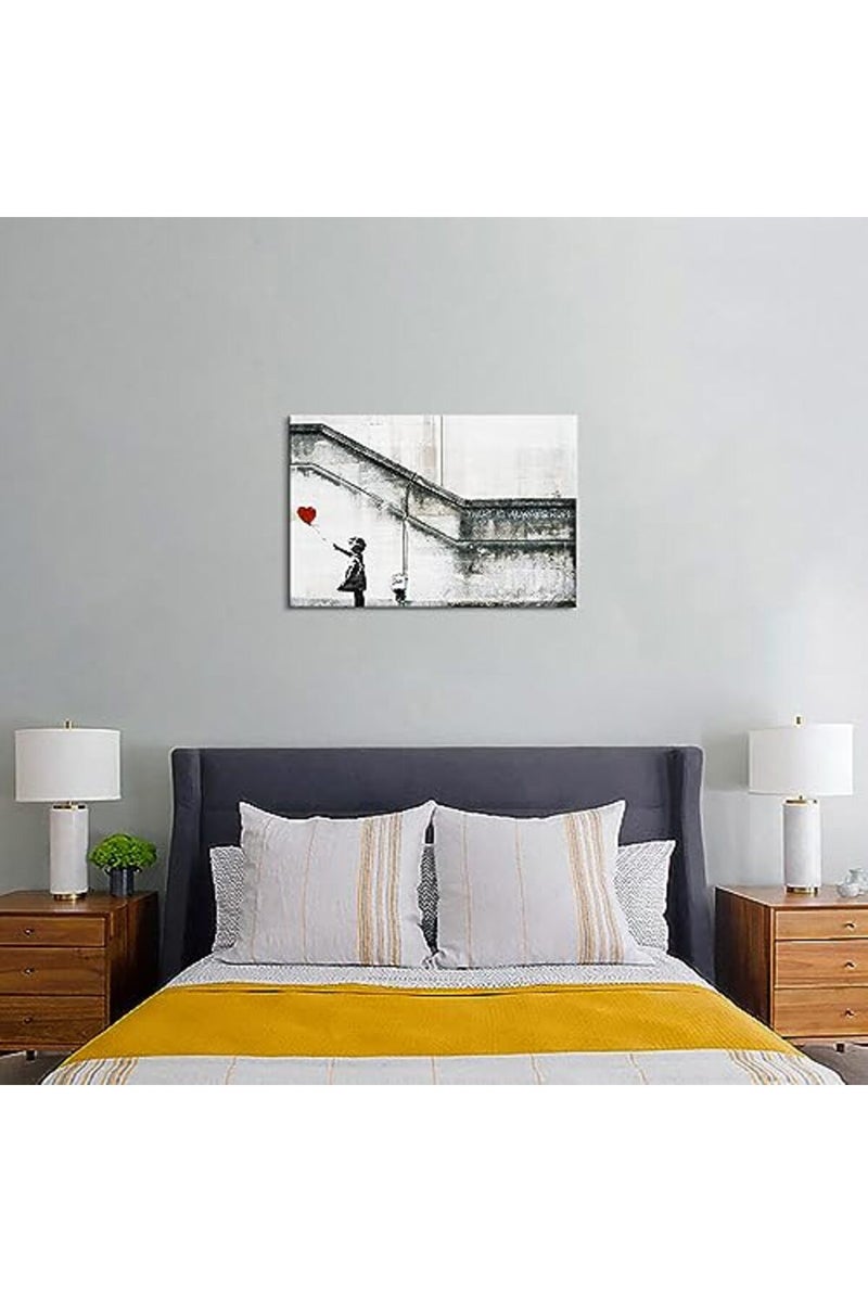 Mistyefly Banksy Wall Art - Red Balloon Colorful Pop Art Canvas Poster - Street Graffiti Decor for Room (16''H x 24''W) - Image 5