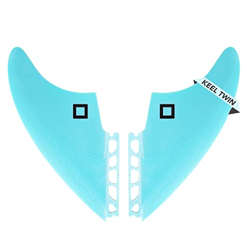 Surf Squared Twin Keel Fins (2 Fins) - Solid Fiberglass Flex for Lightweight Durability & Top Surfing Performance - Compatible with Futures Single Tab Surfboards - Mint - Image 1
