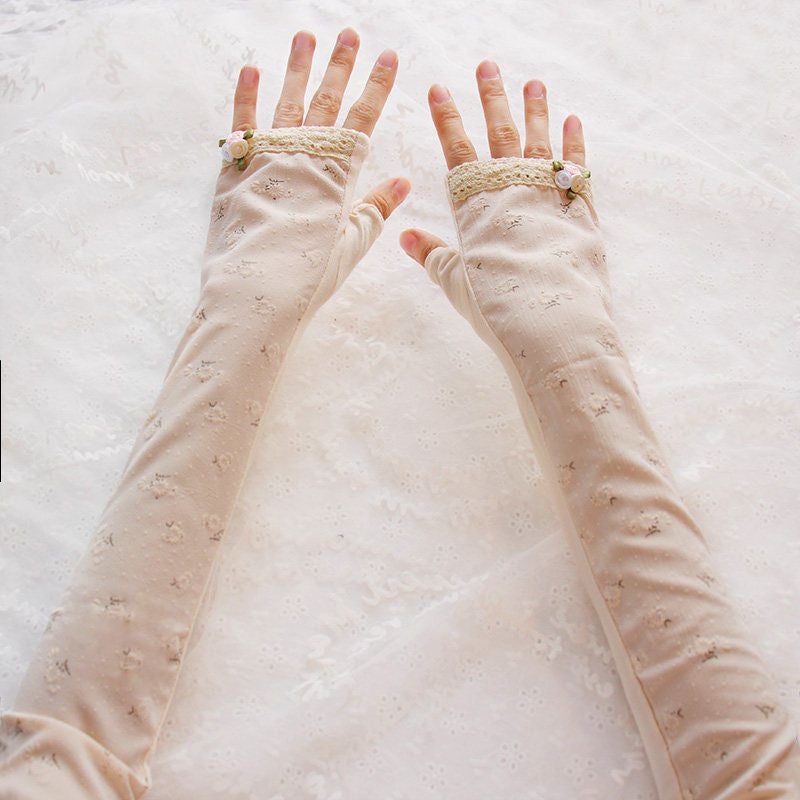Sun Protection Long Gloves for Women - UV-Resistant Thin Cotton Sleeves with Touchscreen Compatibility, Non-Slip  Design